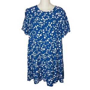 Code X Mode Blue Daisy Mini Tiered Babydoll Dress Size Large